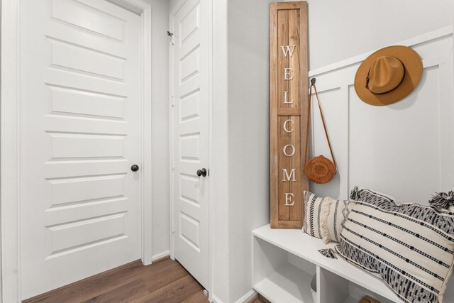 170 Fawn River Run, Kyle, TX 78640 - mudroom with wood finished floors and baseboards