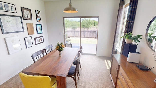 11405 Kirkland Hill Path, Austin, TX 78754 - dining space with light colored carpet, plenty of natural light, and baseboards