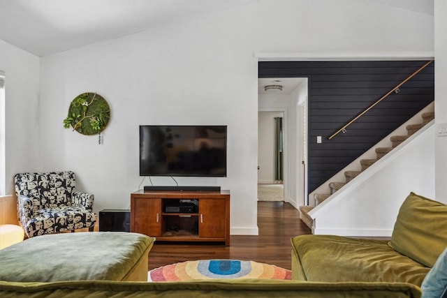 9906 Briar Ridge Dr, Austin, TX 78748 - living area with wood finished floors, stairs, and lofted ceiling