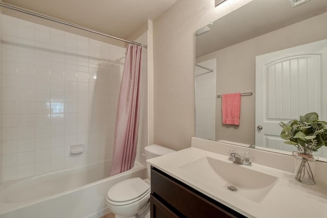 11404 Day Camp Ln, Austin, TX 78754 - full bathroom featuring toilet, vanity, and shower / bath combination with curtain