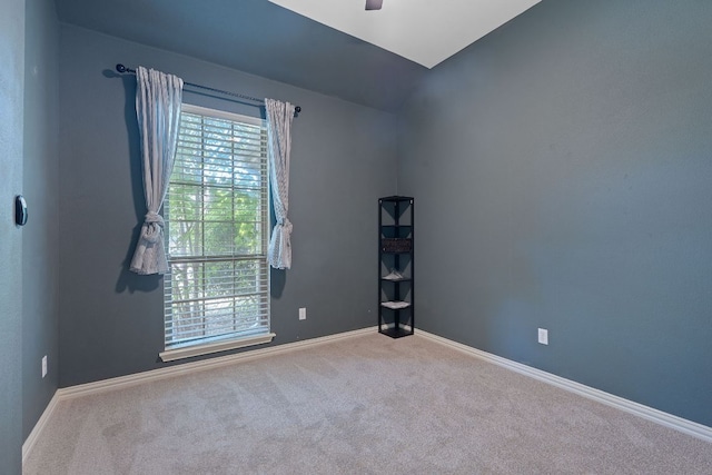 3217 Falconers Way, Pflugerville, TX 78660 - carpeted empty room with ceiling fan, baseboards, and lofted ceiling