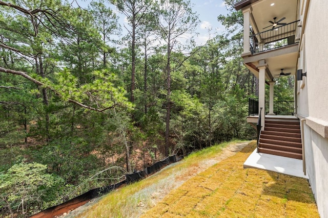 182 Kaanapali Ln, Bastrop, TX 78602 - view of yard with a balcony and a ceiling fan