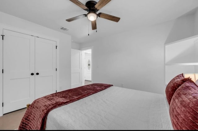 249 Hill Dr, Granite Shoals, TX 78654 - bedroom with a ceiling fan and a closet