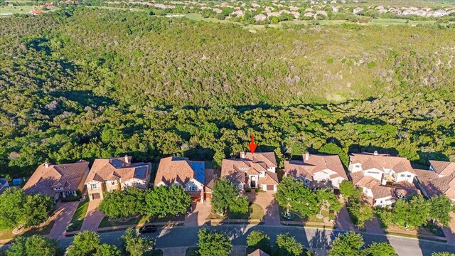 613 Horseback Holw, Austin, TX 78732 - aerial view of property's location featuring nearby suburban area and a forest