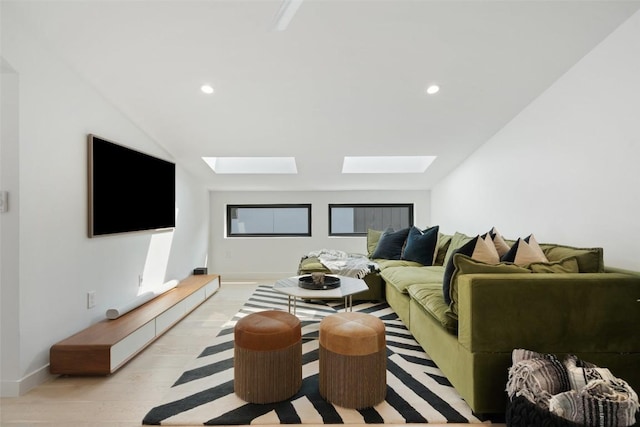 2010 Oxford Ave, Austin, TX 78704 - living area featuring a skylight, light wood-type flooring, and recessed lighting
