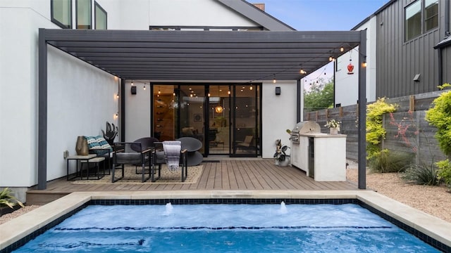 2010 Oxford Ave, Austin, TX 78704 - swimming pool with a pergola, an outdoor kitchen, and a deck
