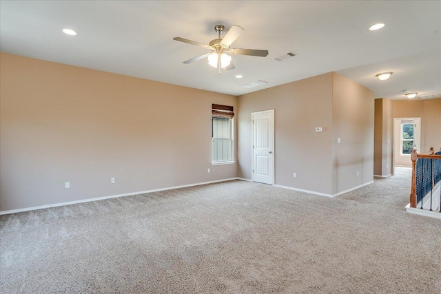 9837 Milla Cir Unit 72, Austin, TX 78748 - carpeted spare room with baseboards, a ceiling fan, and recessed lighting