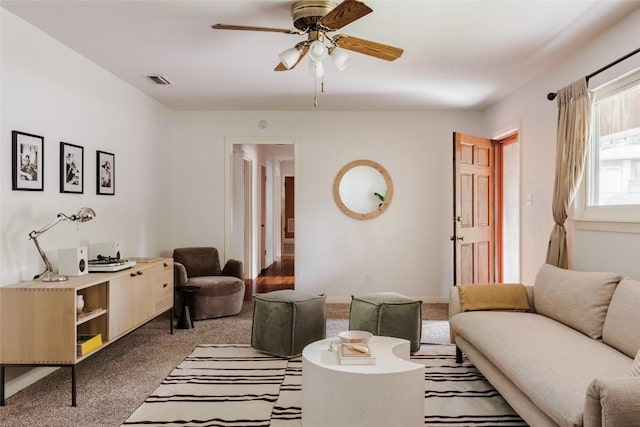 2300 Westworth Cir, Austin, TX 78704 - living area with carpet and a ceiling fan