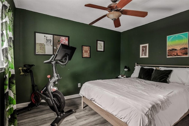 8504 Verona Trl, Austin, TX 78749 - bedroom featuring wood finished floors and a ceiling fan
