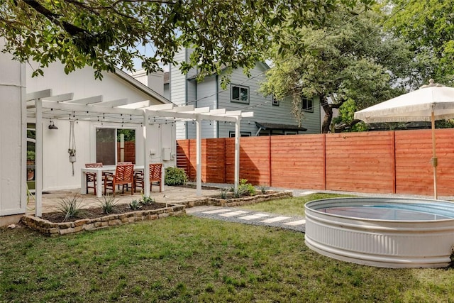 8504 Verona Trl, Austin, TX 78749 - fenced backyard with a pergola and a patio