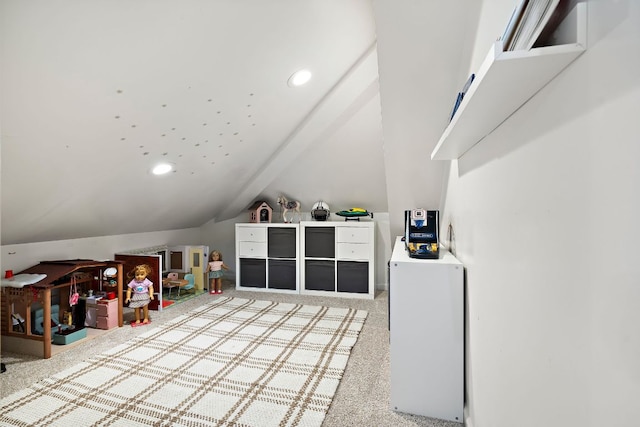 1237 Fall Creek Loop, Cedar Park, TX 78613 - additional living space with lofted ceiling, recessed lighting, and carpet