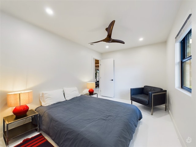 6007 Leisure Run Rd, Austin, TX 78745 - bedroom with recessed lighting, baseboards, and ceiling fan