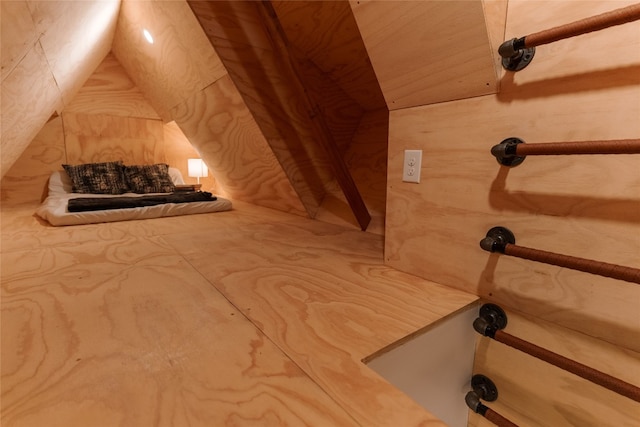 6007 Leisure Run Rd, Austin, TX 78745 - bedroom with vaulted ceiling, wooden ceiling, and wood walls