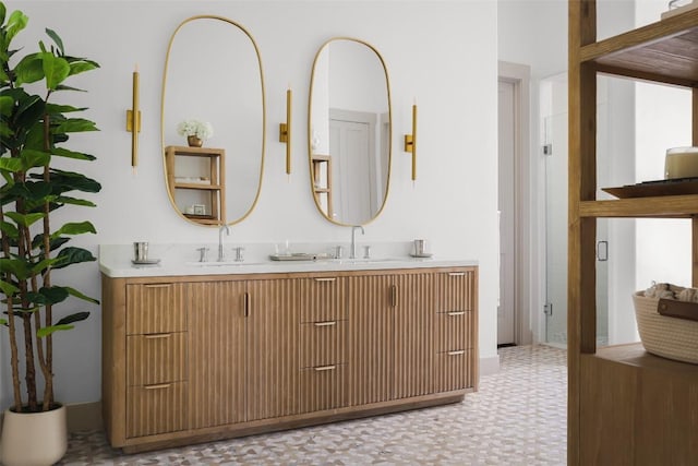 3020 Maravillas Loop, Austin, TX 78735 - full bathroom with double vanity and tile patterned floors