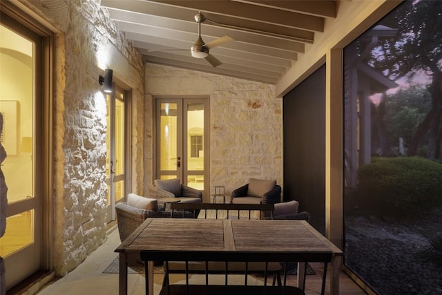 3020 Maravillas Loop, Austin, TX 78735 - view of patio / terrace with french doors and a ceiling fan