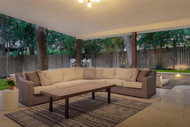 2400 Pruett St, Austin, TX 78703 - fenced backyard featuring outdoor lounge area and a patio