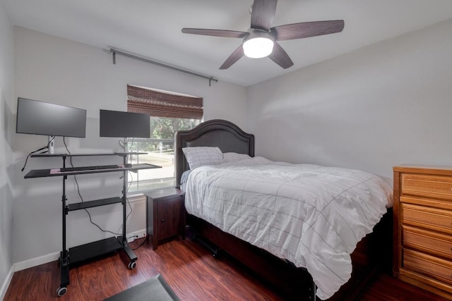 18725 Dry Lake Ln, Pflugerville, TX 78660 - bedroom with wood finished floors, baseboards, and ceiling fan