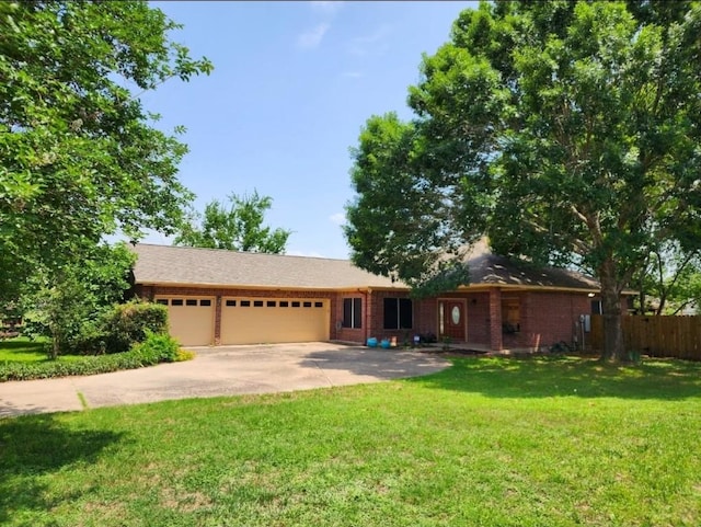 1726 Riverchase Ave, Smithville, TX 78957 - ranch-style house with an attached garage, concrete driveway, and brick siding