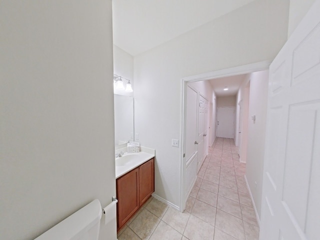 10116 Aly May Dr, Austin, TX 78748 - bathroom with vanity, tile patterned floors, and toilet