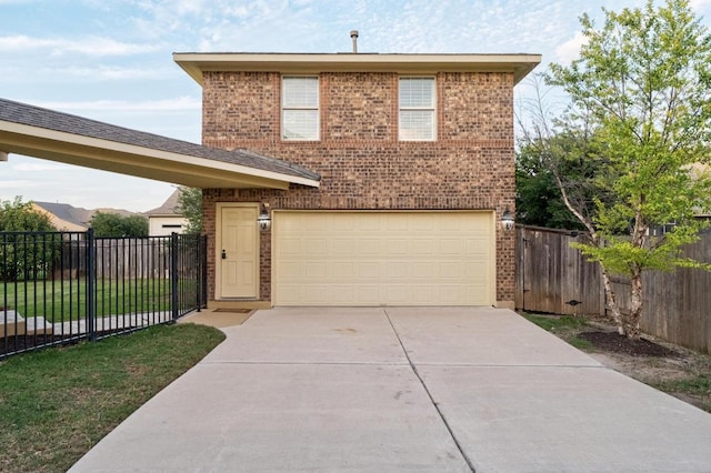 5109 Scenic Lake Dr, Georgetown, TX 78626 - traditional home with concrete driveway, brick siding, and an attached garage