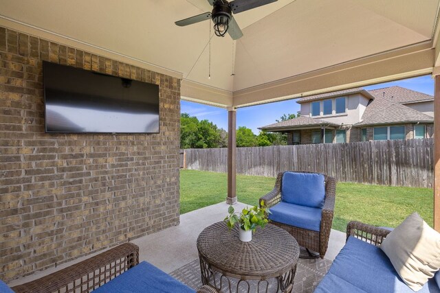 3633 Mineral Dr, Leander, TX 78641 - view of patio / terrace with ceiling fan and outdoor lounge area