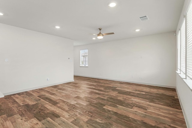 117 Scarborough Way, San Marcos, TX 78666 - spare room featuring wood finished floors, ceiling fan, recessed lighting, and baseboards