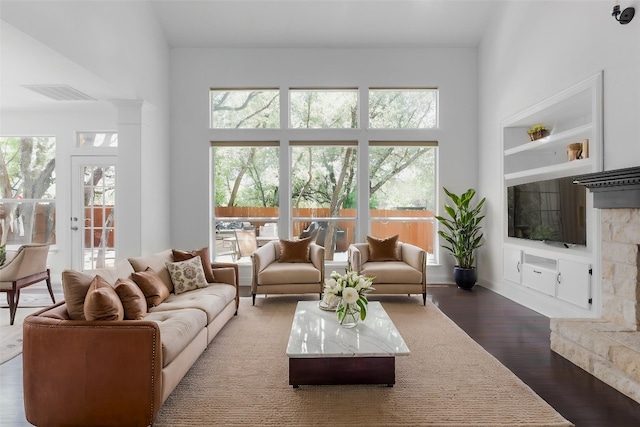 7921 Davis Mountain Pass, Austin, TX 78726 - living area with wood finished floors and a towering ceiling