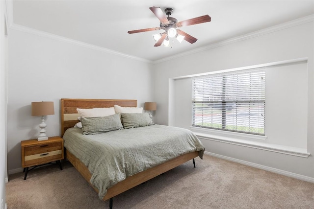 11237 Lost Maples Trl, Austin, TX 78748 - bedroom with carpet flooring, ornamental molding, baseboards, and ceiling fan