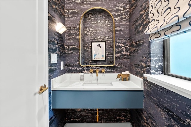 4901 Southcrest Dr, Austin, TX 78746 - bathroom with wallpapered walls and a sink