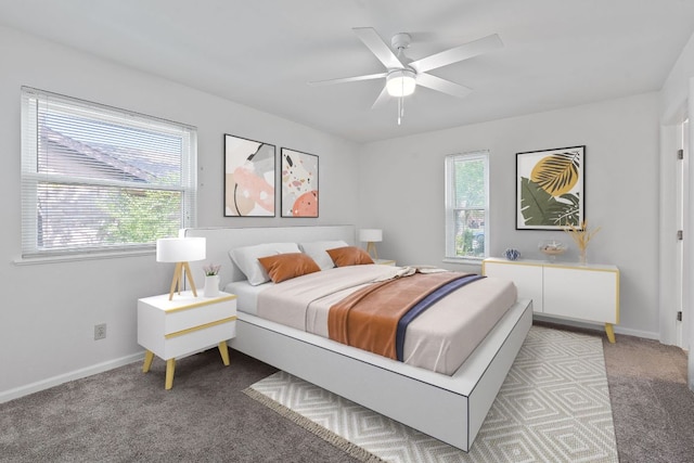 2804 Bushnell Dr, Austin, TX 78745 - bedroom with light carpet, baseboards, and ceiling fan