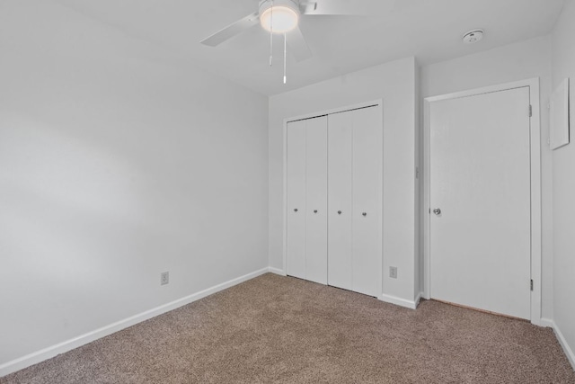 2804 Bushnell Dr, Austin, TX 78745 - unfurnished bedroom with carpet floors, a closet, and ceiling fan