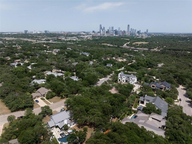2602 Rollingwood Dr, Rollingwood, TX 78746 - aerial view of property and surrounding area with city skyline