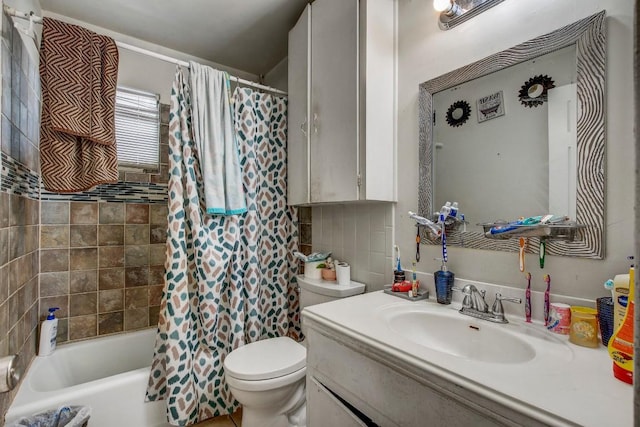 8505 Dryfield Dr, Austin, TX 78758 - full bathroom featuring toilet, vanity, and shower / tub combo with curtain