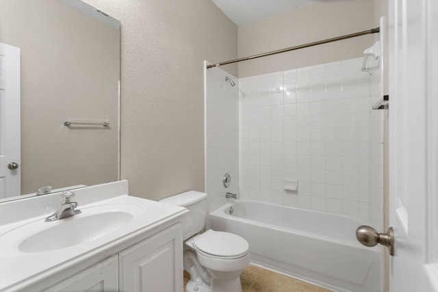 117 N Maplewood, Kyle, TX 78640 - full bathroom with vanity, bathtub / shower combination, tile patterned floors, and a textured wall