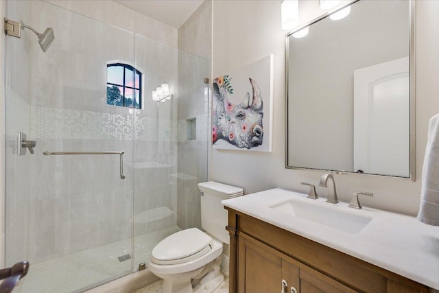 921 Electra, Lakeway, TX 78734 - full bathroom featuring vanity, a stall shower, and toilet