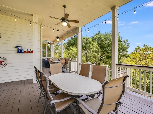921 Electra, Lakeway, TX 78734 - deck featuring outdoor dining area and a ceiling fan