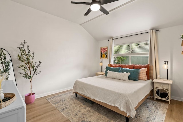 215 Crystal Knoll Blvd, Georgetown, TX 78626 - bedroom featuring lofted ceiling, light wood-type flooring, baseboards, and a ceiling fan