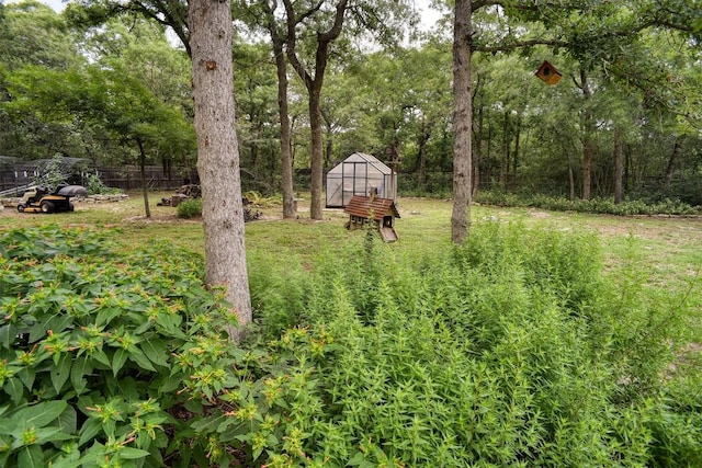 233 Maple Leaf Trl, Elgin, TX 78621 - view of yard with a greenhouse and an outdoor structure