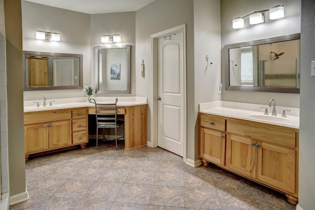 233 Maple Leaf Trl, Elgin, TX 78621 - bathroom with a shower stall and two vanities