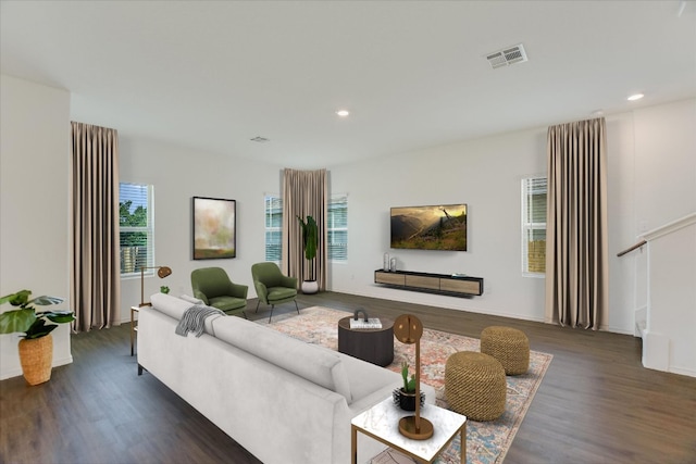 561 Greatest Gift Way, Jarrell, TX 76537 - living area with dark wood-style floors and recessed lighting