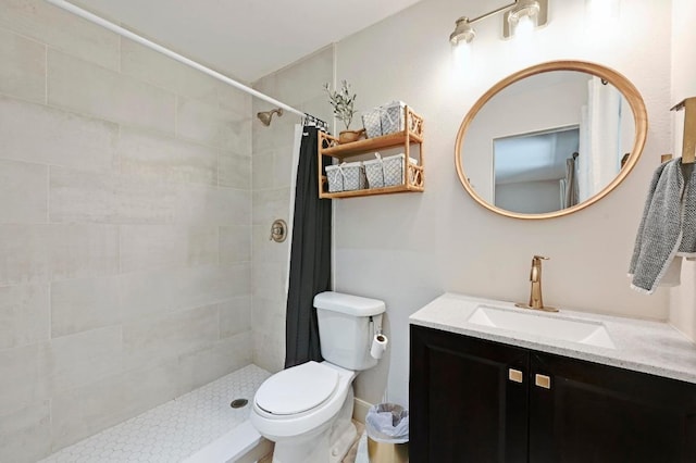 7607 Whispering Winds Dr, Austin, TX 78745 - full bathroom with vanity, toilet, and a tile shower