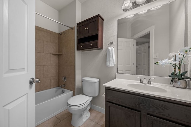 2101 Rivers Edge Way Unit 9, Austin, TX 78741 - bathroom featuring vanity, toilet, tub / shower combination, tile patterned floors, and baseboards