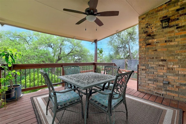 10129 Brimfield Dr, Austin, TX 78726 - deck featuring outdoor dining area and a ceiling fan