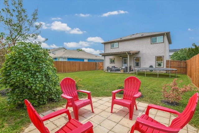 510 W Metcalfe St, Hutto, TX 78634 - view of patio / terrace with a trampoline and a ceiling fan