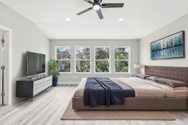 8804 Ravello Pass, Austin, TX 78749 - bedroom with multiple windows, wood finished floors, baseboards, recessed lighting, and a ceiling fan