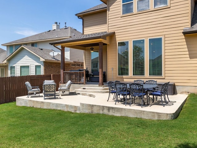 108 Brantley Lake Ln, Georgetown, TX 78628 - rear view of property featuring a patio, ceiling fan, and a shingled roof
