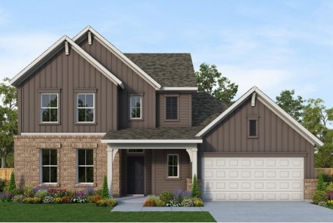 279 Flowering Senna Dr, Buda, TX 78610 - craftsman-style house with board and batten siding, concrete driveway, a garage, and roof with shingles