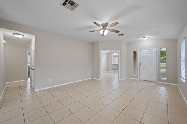 13820 Ceylon Tea Cir, Pflugerville, TX 78660 - spare room featuring light tile patterned floors, ceiling fan, and baseboards