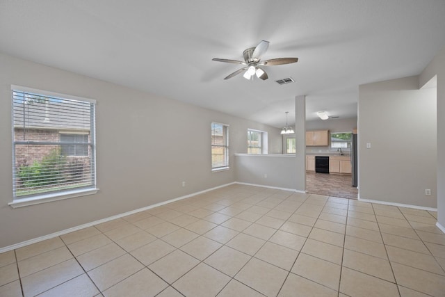 13820 Ceylon Tea Cir, Pflugerville, TX 78660 - unfurnished living room with ceiling fan, healthy amount of natural light, and baseboards