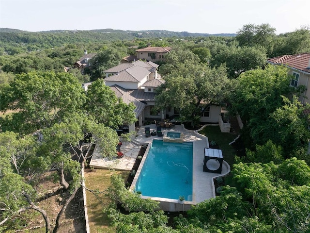 7116 Greenshores Dr, Austin, TX 78730 - drone / aerial view of a forest and a pool area